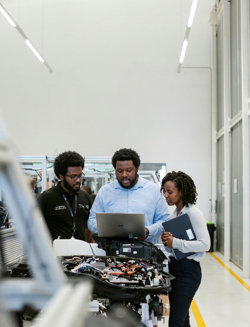 Project team collaborating in a technical workshop